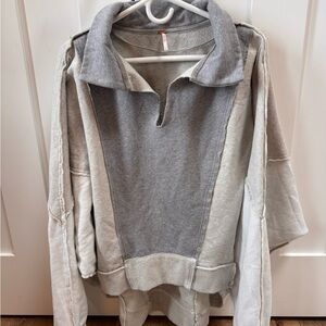 FP Movement by Free People Sidewalk Sweatshirt Two-Tone Grey Panel Pullover